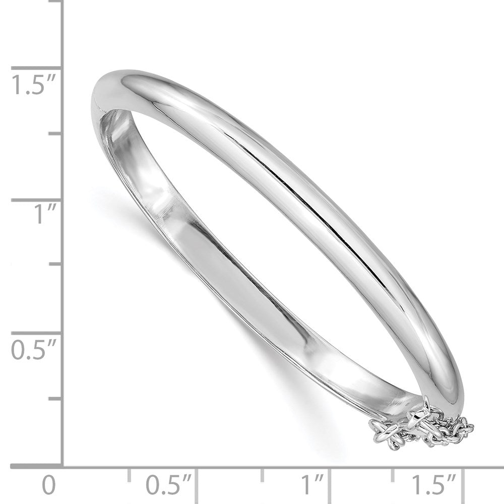 Sterling Silver Rh-Plated Polished 4mm W/ Safety Hinged Children'S Bangle
