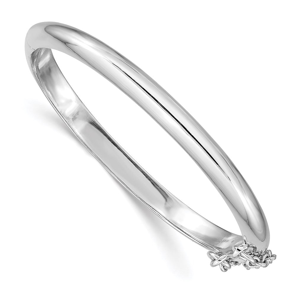 Sterling Silver Rh-Plated Polished 4mm W/ Safety Hinged Children'S Bangle