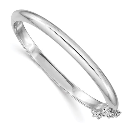 Sterling Silver Rh-Plated Polished 4mm W/ Safety Hinged Children'S Bangle