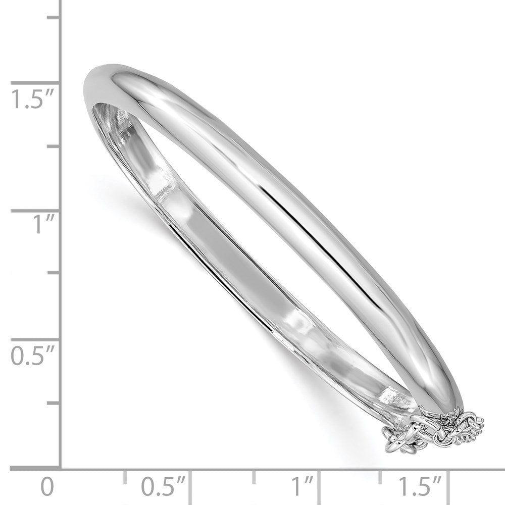 Sterling Silver Rh-Plated Polished 4mm W/ Safety Hinged Children'S Bangle