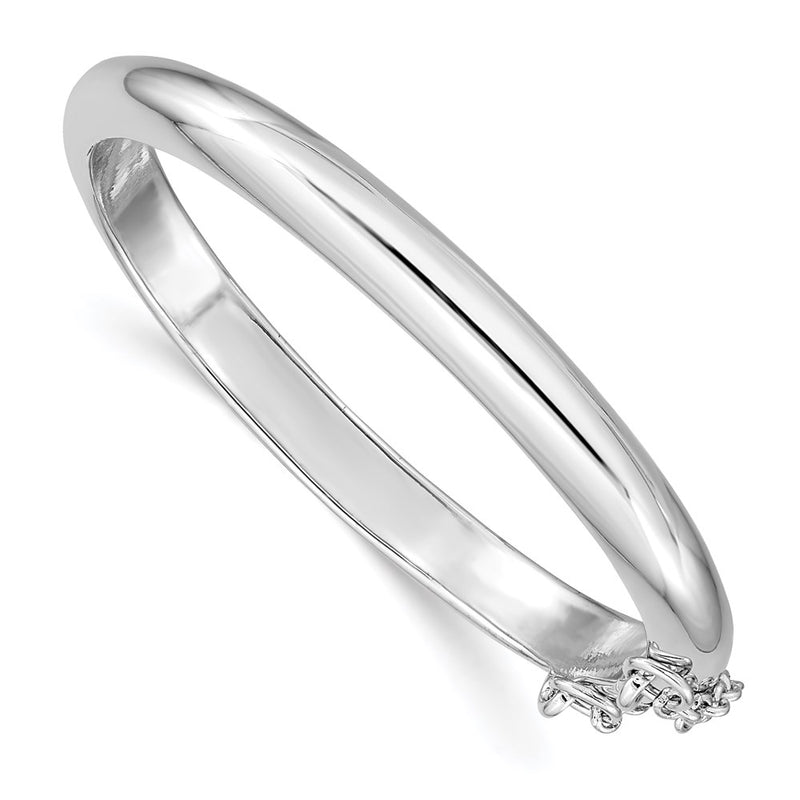 Sterling Silver Rh-Plated Polished 5mm W/ Safety Hinged Children'S Bangle