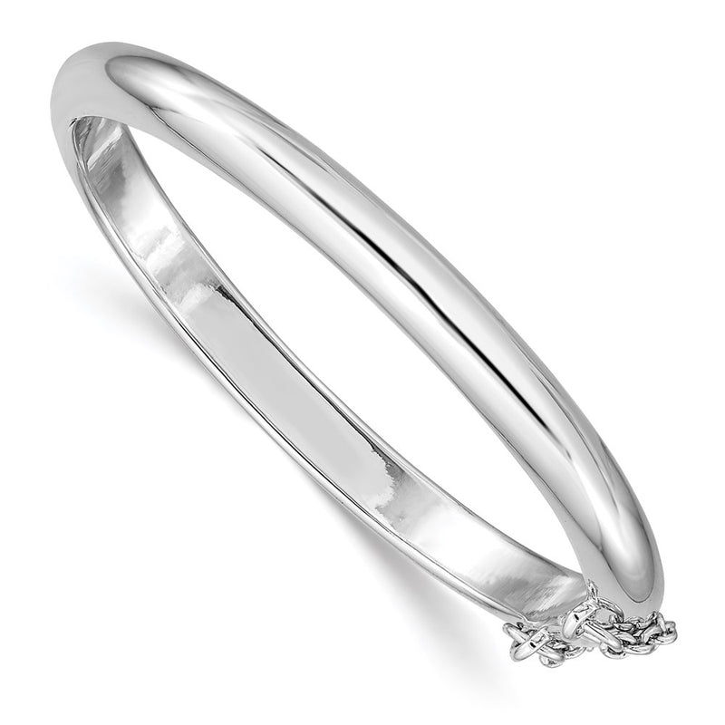 Sterling Silver Rh-Plated Polished 5mm W/ Safety Hinged Children'S Bangle