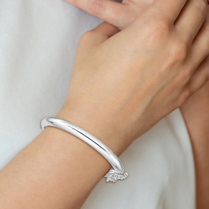 Sterling Silver Rh-Plated Polished 5mm W/ Safety Hinged Children'S Bangle