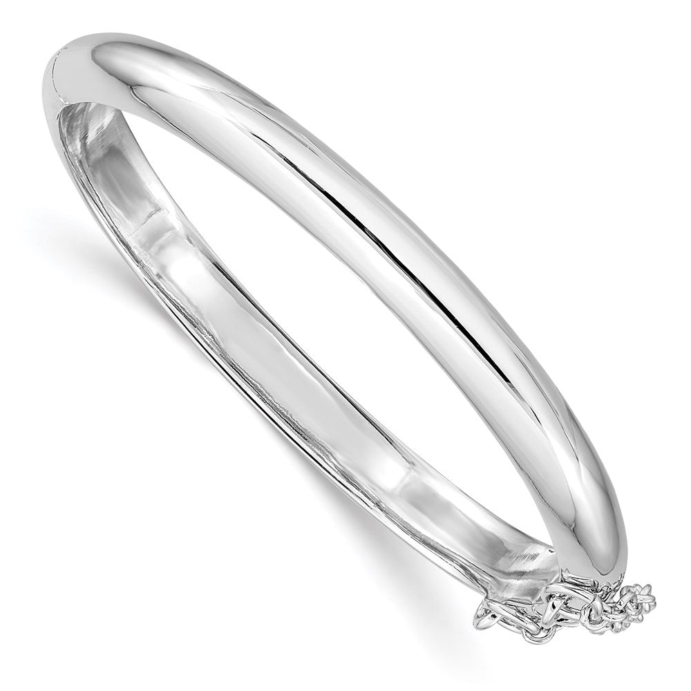Sterling Silver Rh-Plated Polished 5mm W/ Safety Hinged Children'S Bangle
