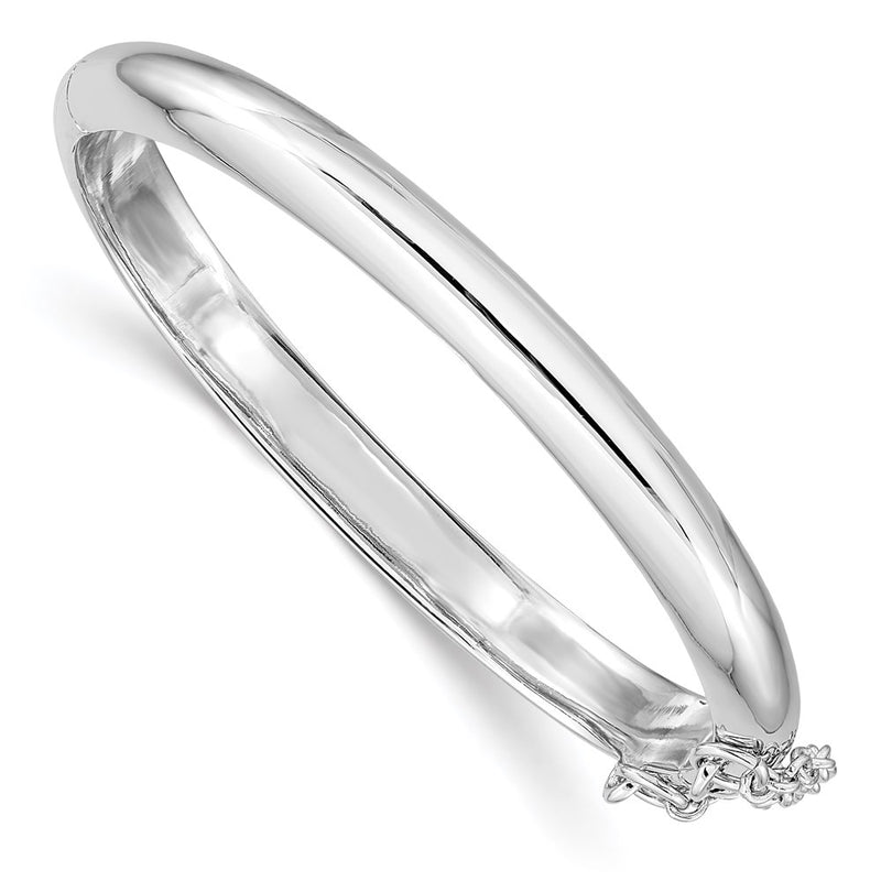 Sterling Silver Rh-Plated Polished 5mm W/ Safety Hinged Children'S Bangle