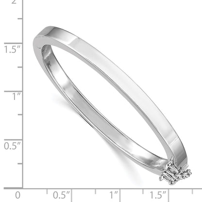 Sterling Silver Rh-Plated Polished 4mm W/ Safety Hinged Children'S Bangle