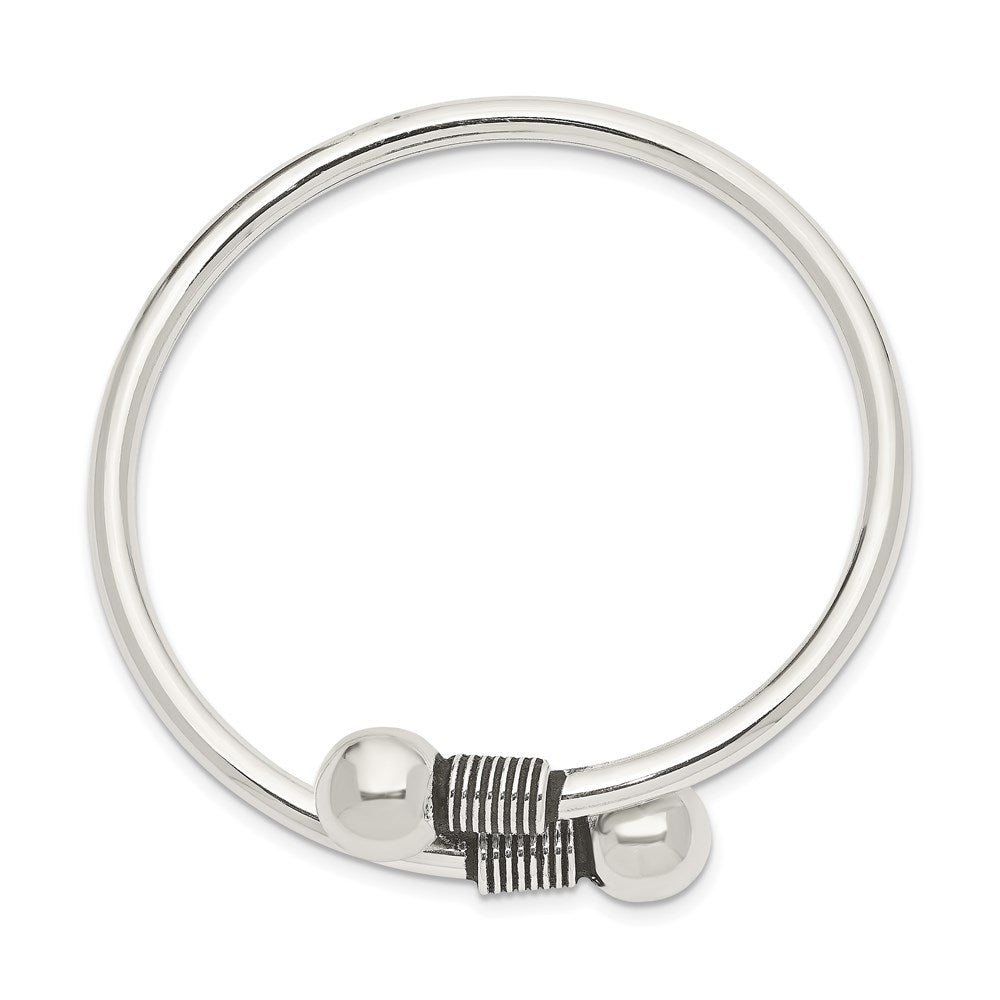 Sterling Silver Polished & Antiqued 3mm Children'S Cuff Bangle