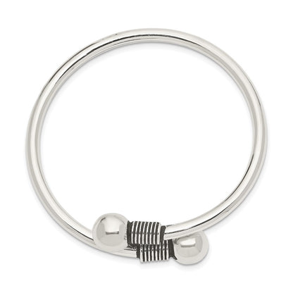Sterling Silver Polished & Antiqued 3mm Children'S Cuff Bangle