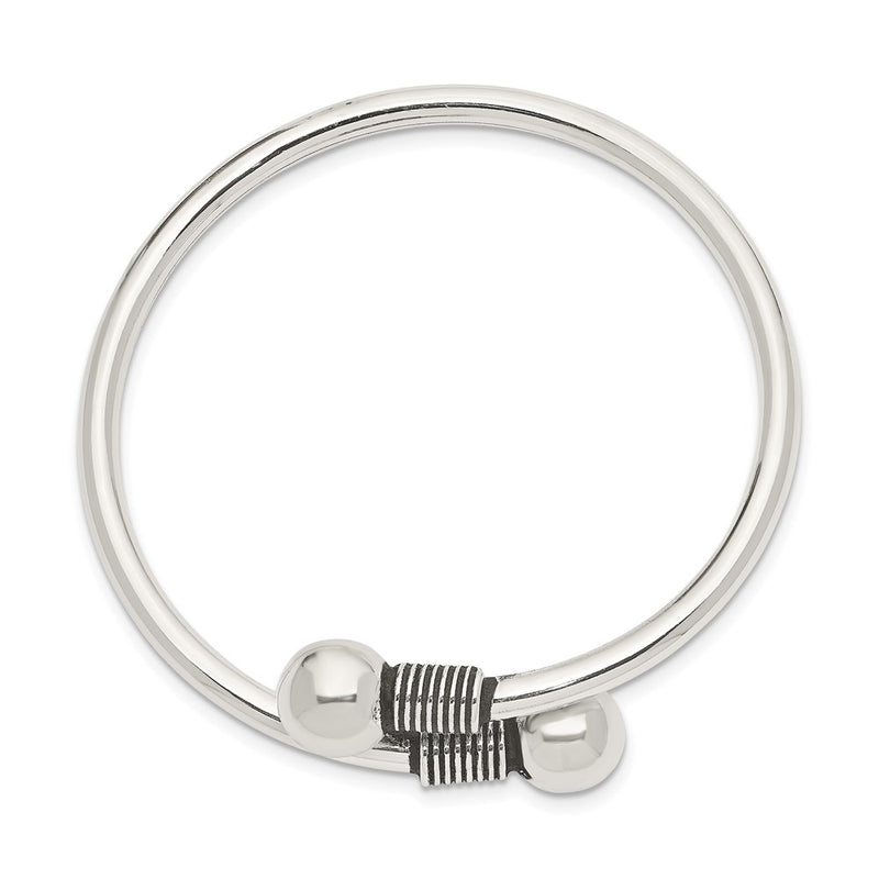 Sterling Silver Polished & Antiqued 3mm Children'S Cuff Bangle
