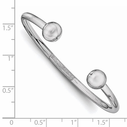 Sterling Silver Rhodium-Plated Polished 3mm Children'S Cuff Bangle