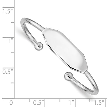 Sterling Silver Rhodium-Plated Polished Id Children'S Cuff Bangle