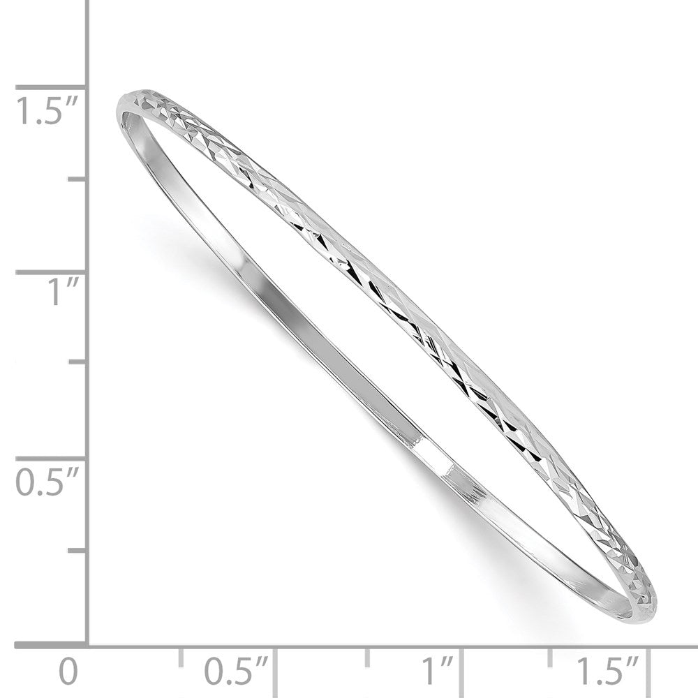 Sterling Silver Rh-Plated Polished & D/C 2mm Slip On Children'S Bangle