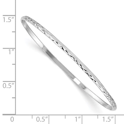 Sterling Silver Rh-Plated Polished & D/C 2mm Slip On Children'S Bangle