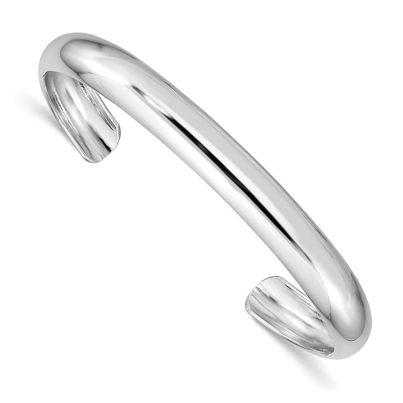 Sterling Silver Rhod-Plated Polished & Domed 6mm Children'S Cuff Bangle