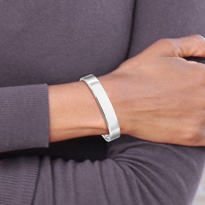 Sterling Silver Rhodium-Plated Polished 8mm Children'S Cuff Bangle