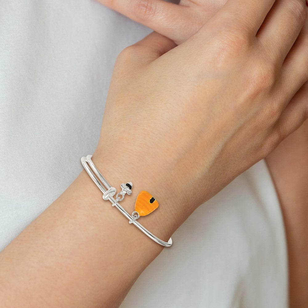 Sterling Silver Yellow & Black Enameled Bee Beehive Children'S Bangle