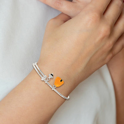 Sterling Silver Yellow & Black Enameled Bee Beehive Children'S Bangle