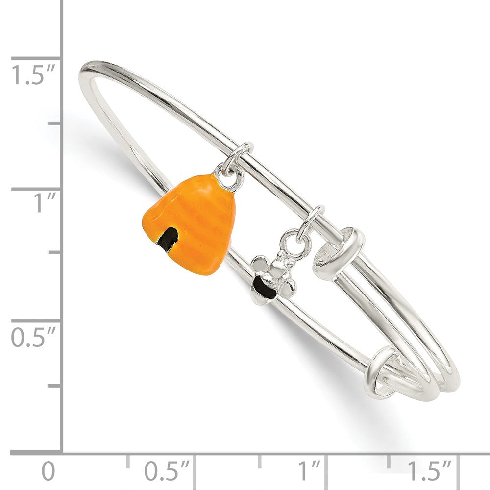 Sterling Silver Yellow & Black Enameled Bee Beehive Children'S Bangle