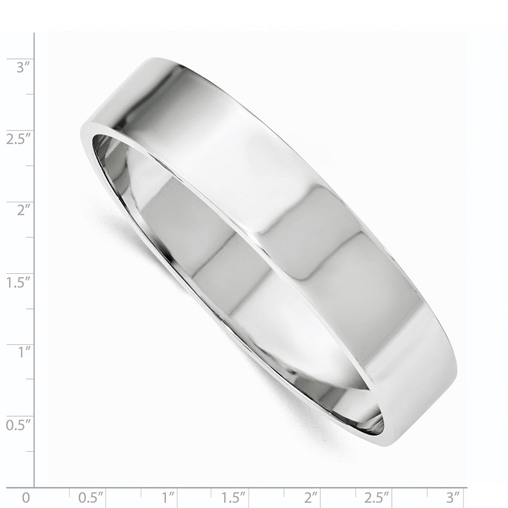 Sterling Silver 15.50mm Rhodium-Plated Polished Slip-On Bangle
