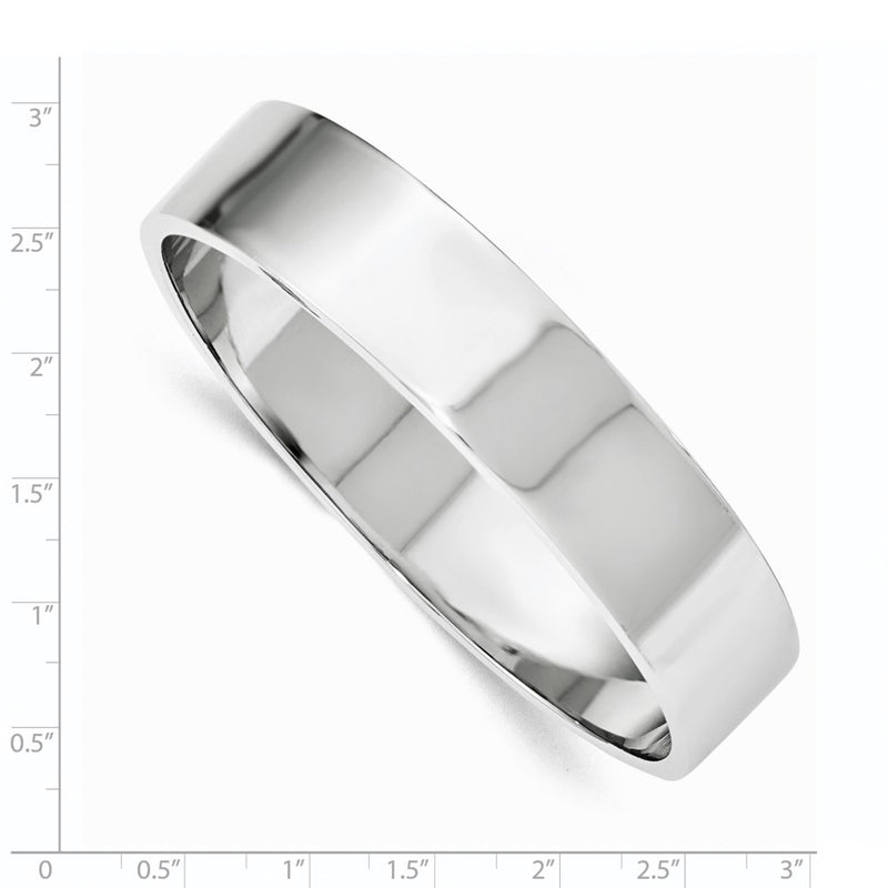 Sterling Silver 15.50mm Rhodium-Plated Polished Slip-On Bangle