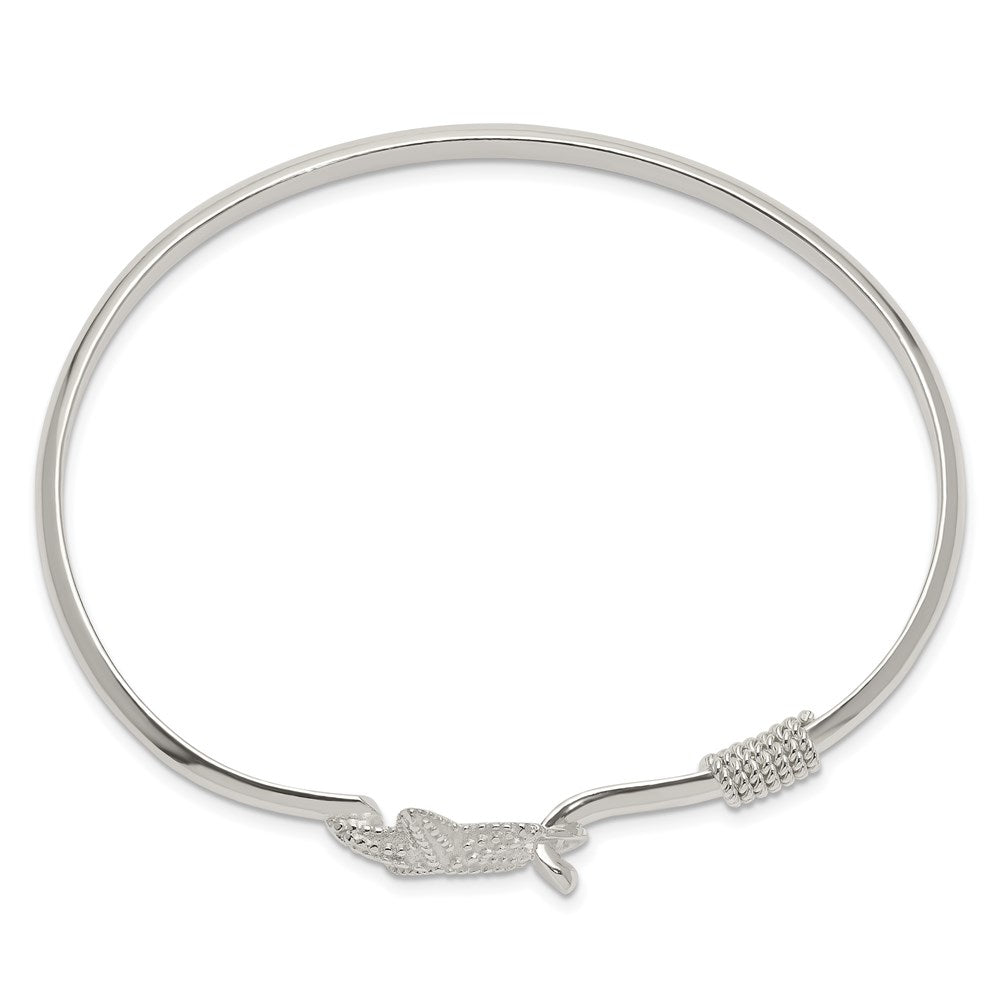 Sterling Silver Polished And Textured Starfish Bangle