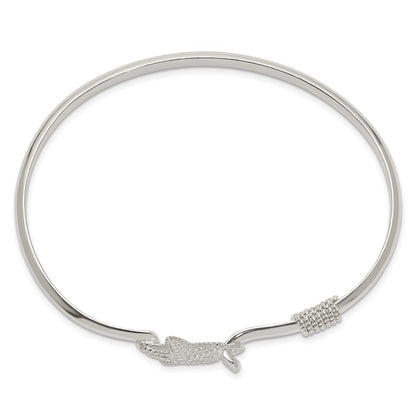 Sterling Silver Polished And Textured Starfish Bangle