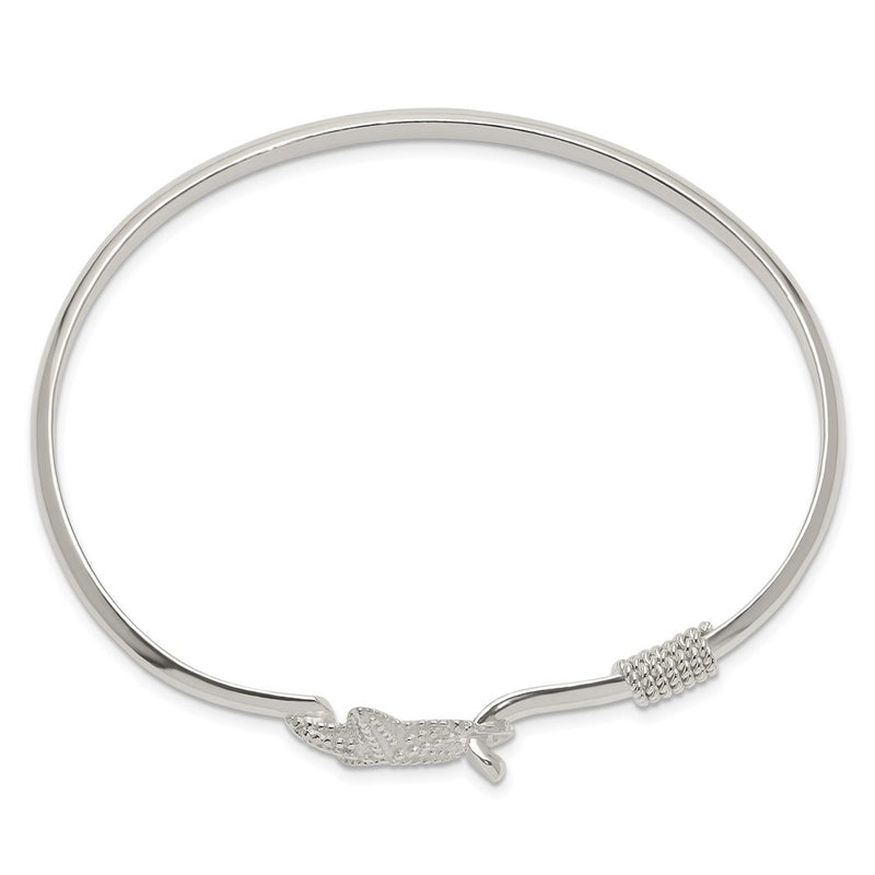 Sterling Silver Polished And Textured Starfish Bangle