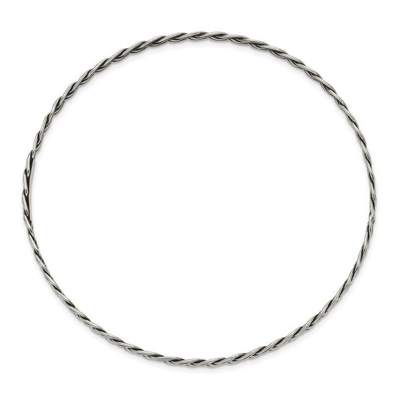 Sterling Silver Antiqued 3.5mm Slip-On Bangle