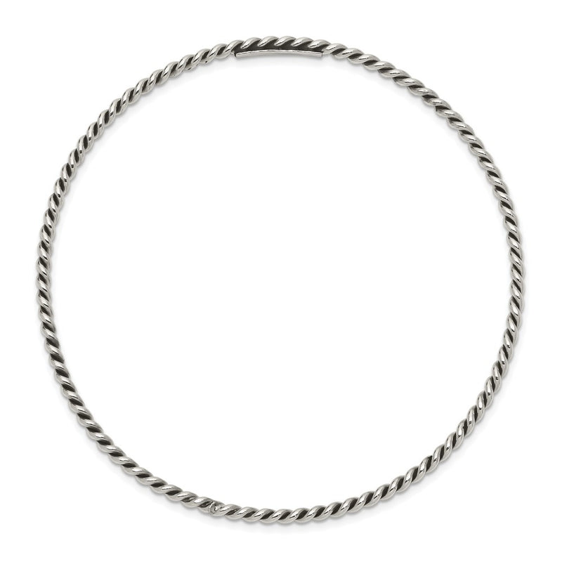 Sterling Silver Antiqued 2mm Twisted Slip-On Bangle