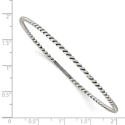 Sterling Silver Antiqued 2mm Twisted Slip-On Bangle