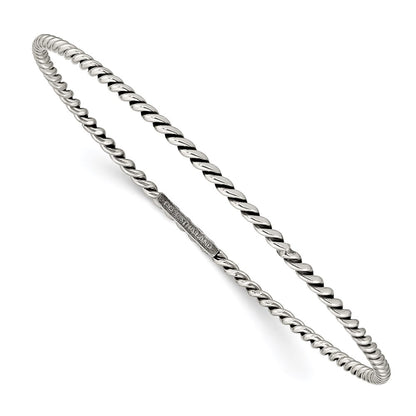 Sterling Silver Antiqued 2mm Twisted Slip-On Bangle