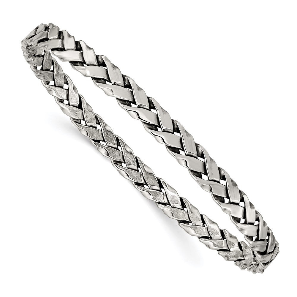 Sterling Silver Antiqued 5.25mm Slip-On Bangle