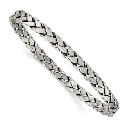 Sterling Silver Antiqued 5.25mm Slip-On Bangle