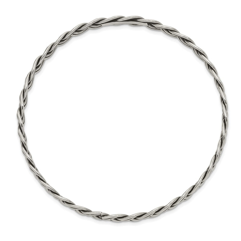 Sterling Silver Antiqued 5.25mm Slip-On Bangle