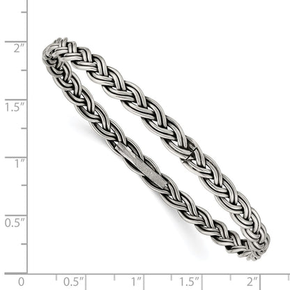 Sterling Silver Antiqued 5.25mm Slip-On Bangle