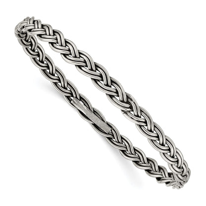 Sterling Silver Antiqued 5.25mm Slip-On Bangle