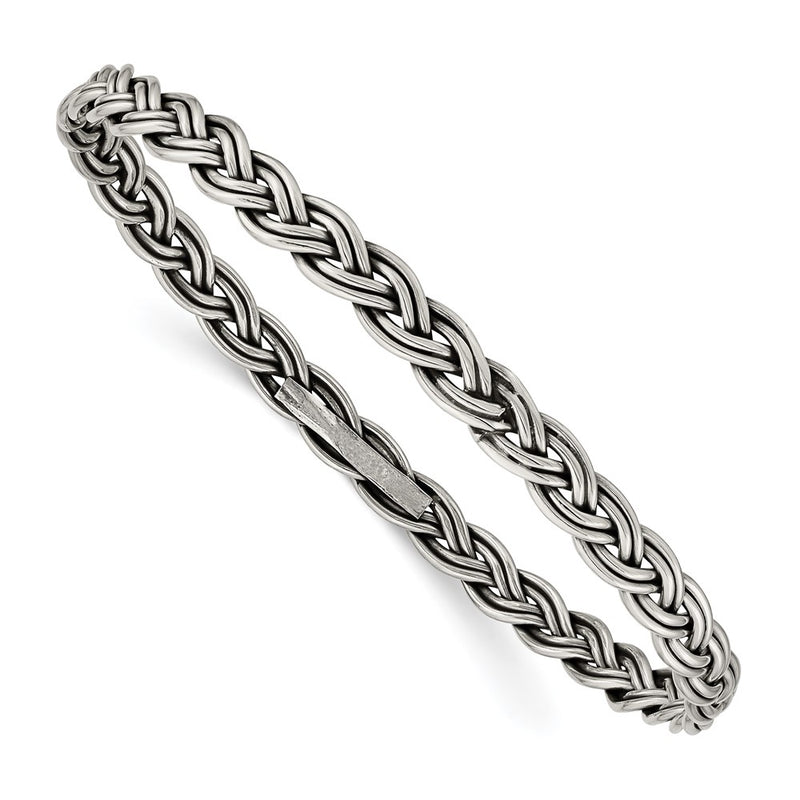 Sterling Silver Antiqued 5.25mm Slip-On Bangle