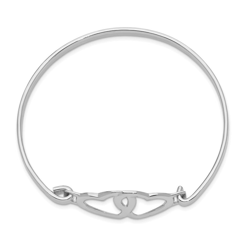 Sterling Silver Rhodium-Plated Heart Bangle