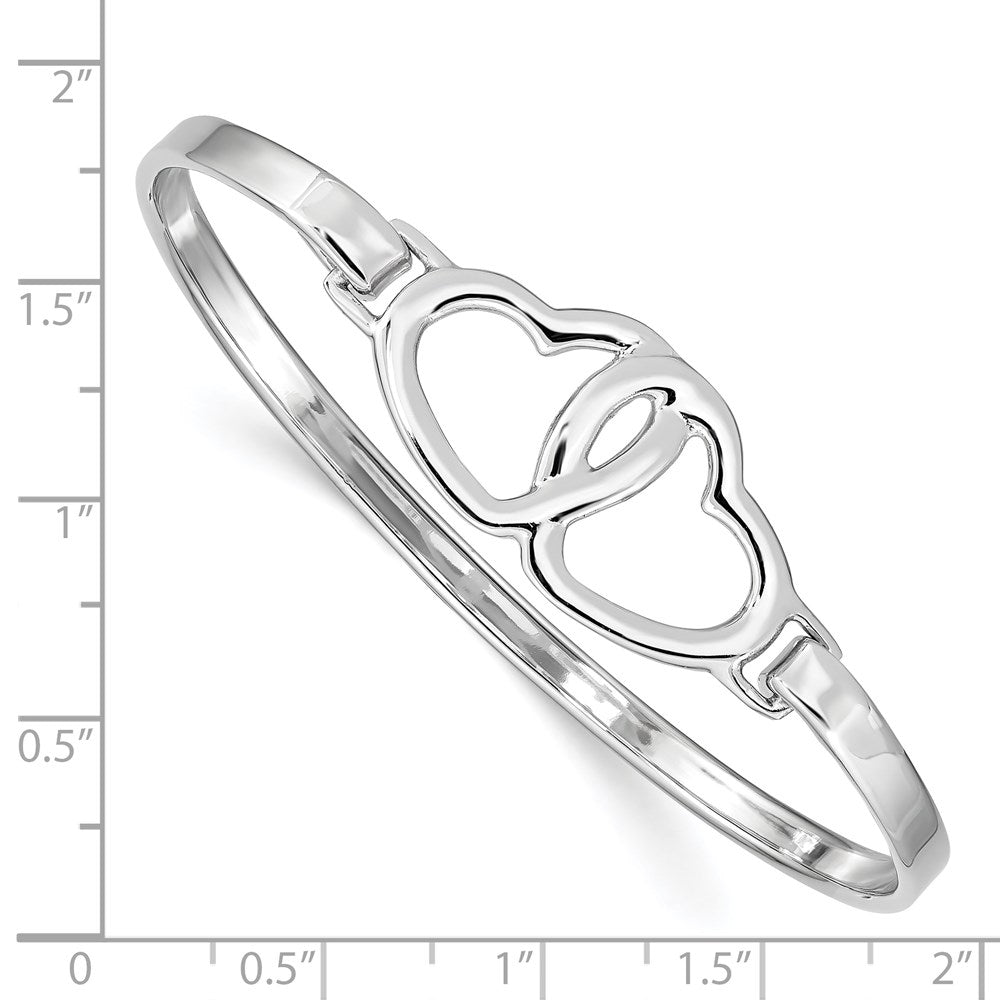 Sterling Silver Rhodium-Plated Heart Bangle