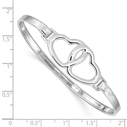 Sterling Silver Rhodium-Plated Heart Bangle