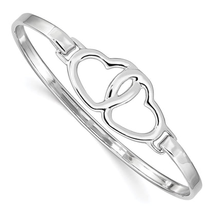 Sterling Silver Rhodium-Plated Heart Bangle