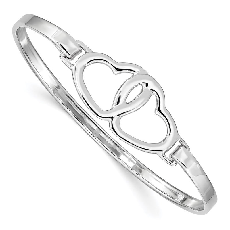 Sterling Silver Rhodium-Plated Heart Bangle