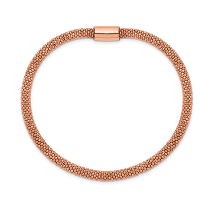 Sterling Silver Rose-Tone Fancy Chain Magnetic Clasp Bracelet