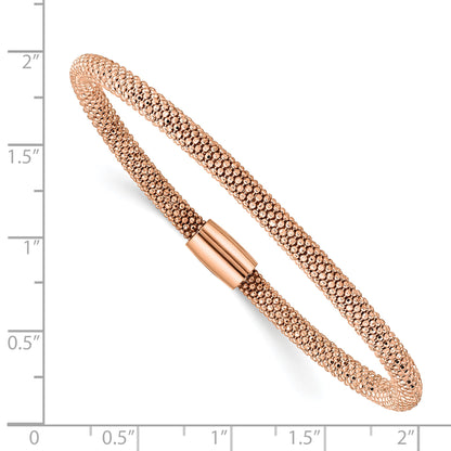 Sterling Silver Rose-Tone Fancy Chain Magnetic Clasp Bracelet