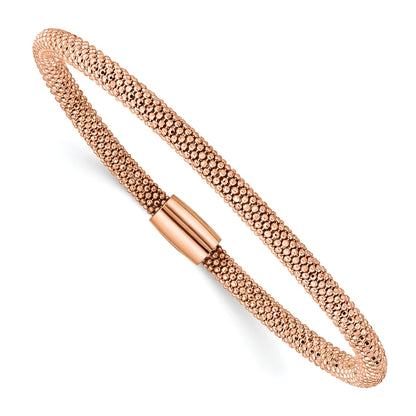 Sterling Silver Rose-Tone Fancy Chain Magnetic Clasp Bracelet