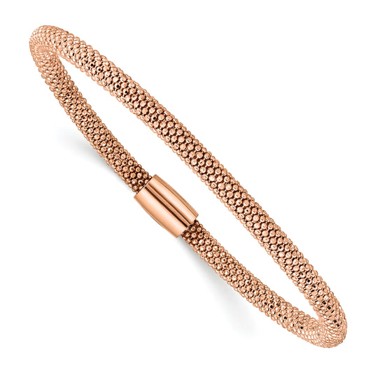 Sterling Silver Rose-Tone Fancy Chain Magnetic Clasp Bracelet
