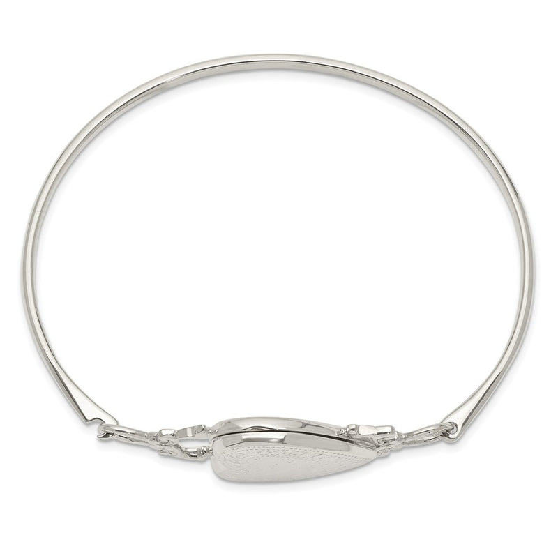 Sterling Silver 22mm Heart Locket Flexible Bangle Bracelet