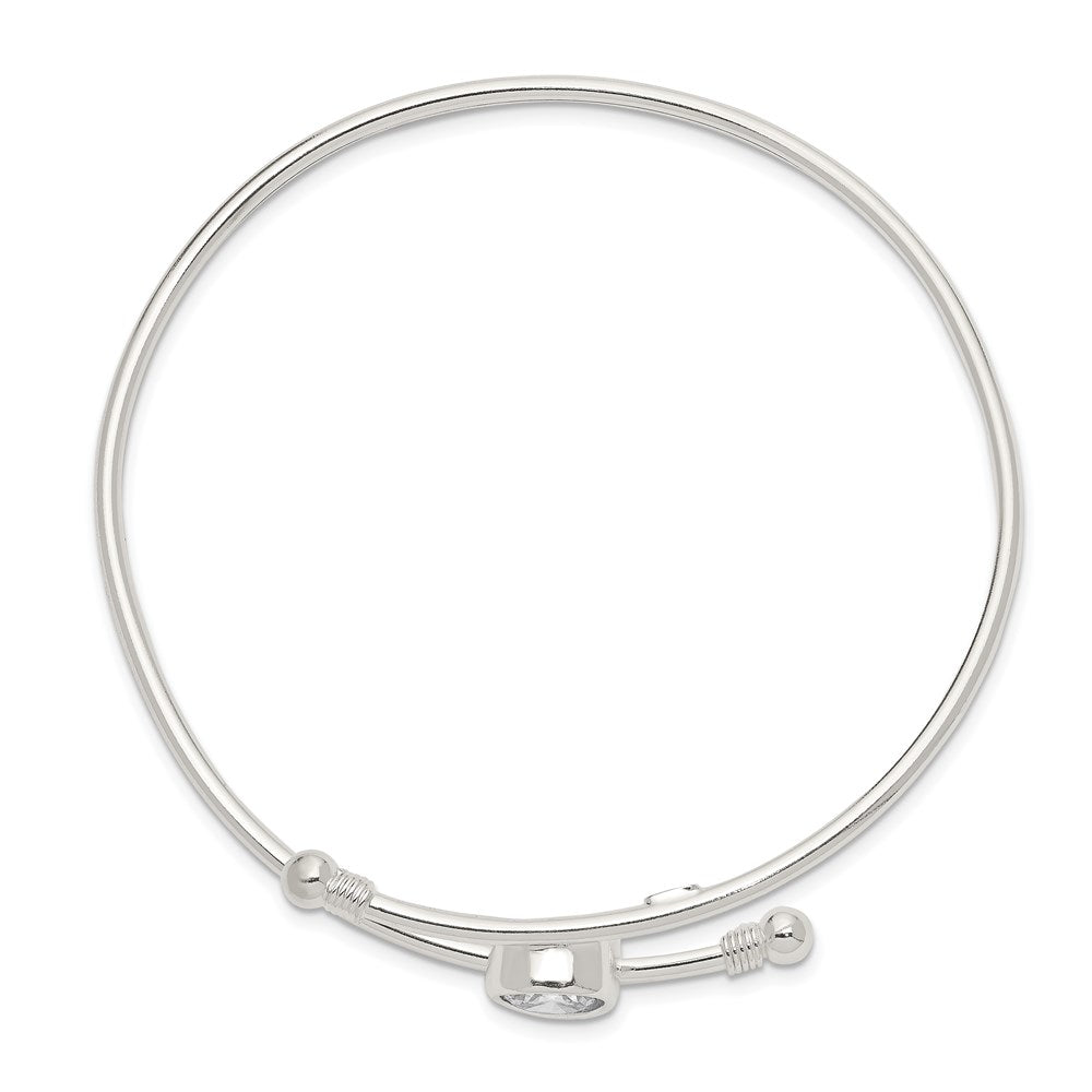 Sterling Silver Polished Cz Bangle