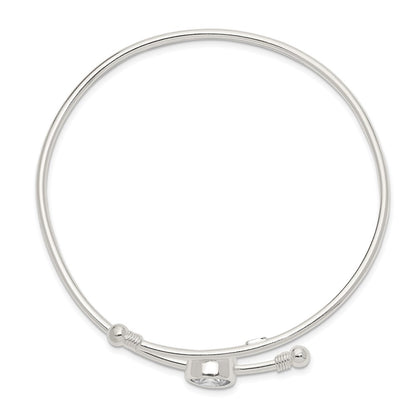 Sterling Silver Polished Cz Bangle
