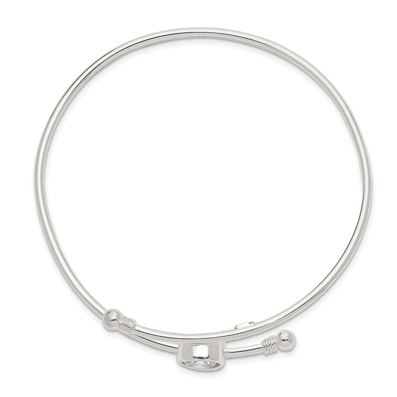 Sterling Silver Polished Cz Bangle